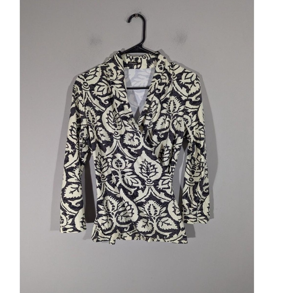 J. McLaughlin White Faux Wrap Surplice Catalina Blouse Women Size